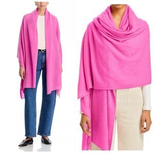 NWT C By Bloomingdale’s 100% Cashmere Travel Wrap Scarf Hot Pink One Size Vday